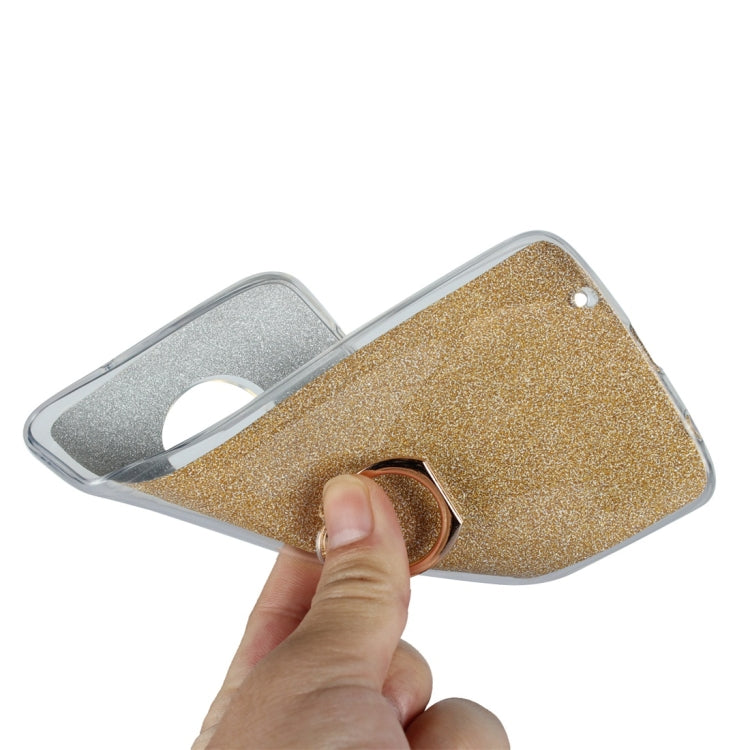For Motorola Moto G6 Plus Glittery Powder Shockproof TPU Protective Case with Ring Holder