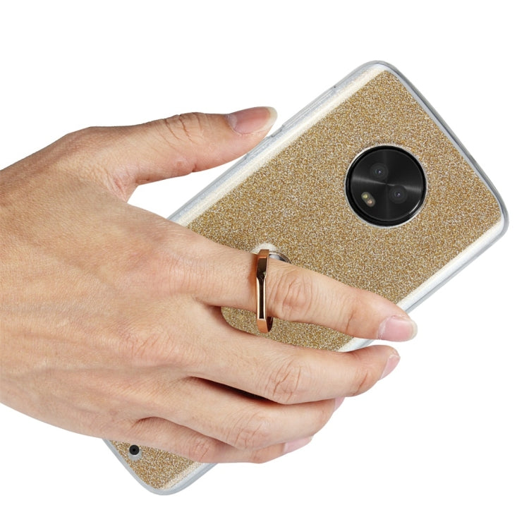 For Motorola Moto G6 Plus Glittery Powder Shockproof TPU Protective Case with Ring Holder
