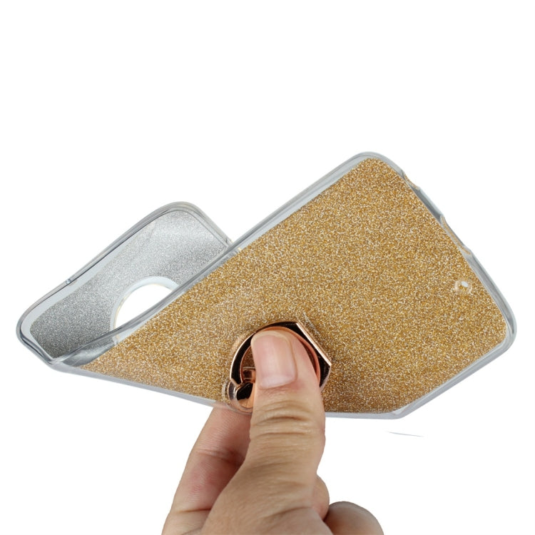 For Motorola Moto G6 Glittery Powder Shockproof TPU Protective Case with Ring Holder