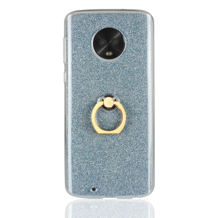 For Motorola Moto G6 Glittery Powder Shockproof TPU Protective Case with Ring Holder