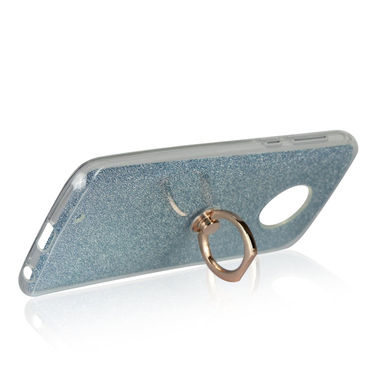 For Motorola Moto G6 Glittery Powder Shockproof TPU Protective Case with Ring Holder