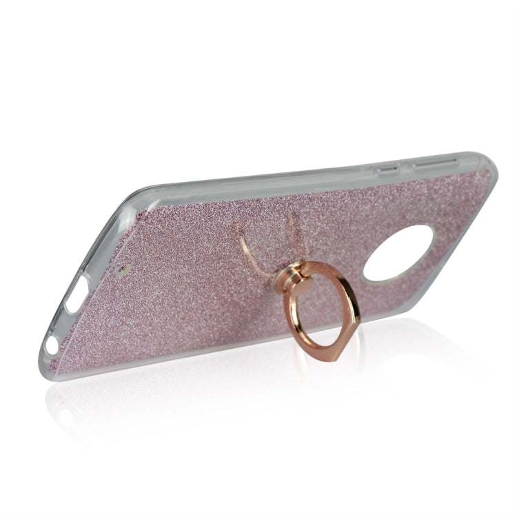 For Motorola Moto G6 Glittery Powder Shockproof TPU Protective Case with Ring Holder