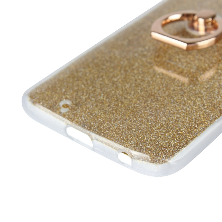 For Motorola Moto G6 Glittery Powder Shockproof TPU Protective Case with Ring Holder