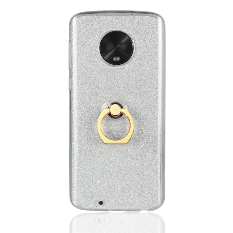 For Motorola Moto G6 Glittery Powder Shockproof TPU Protective Case with Ring Holder