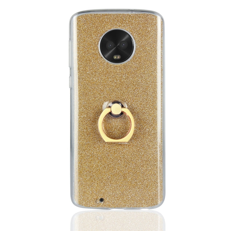 For Motorola Moto G6 Glittery Powder Shockproof TPU Protective Case with Ring Holder