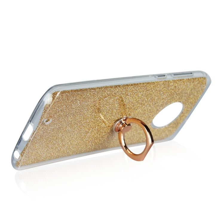 For Motorola Moto G6 Glittery Powder Shockproof TPU Protective Case with Ring Holder
