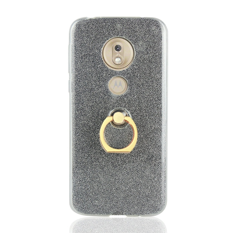 For Motorola Moto G7 Play Glittery Powder Shockproof TPU Protective Case with Ring Holder