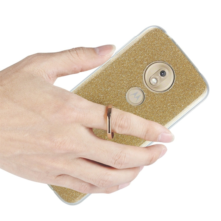 For Motorola Moto G7 Play Glittery Powder Shockproof TPU Protective Case with Ring Holder