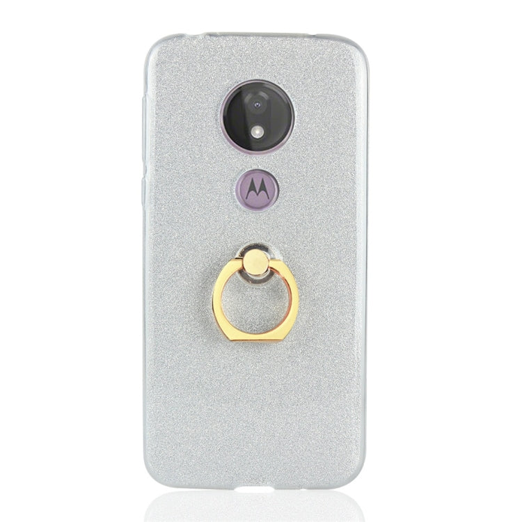 For Motorola Moto G7 Power Glittery Powder Shockproof TPU Protective Case with Ring Holder