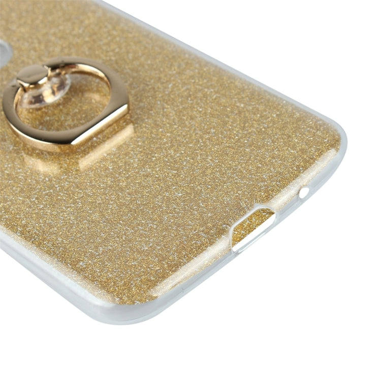 For Motorola Moto G7 Power Glittery Powder Shockproof TPU Protective Case with Ring Holder