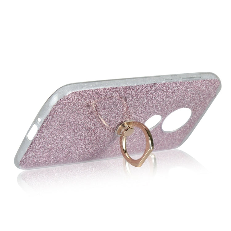 For Motorola Moto G7 Glittery Powder Shockproof TPU Protective Case with Ring Holder