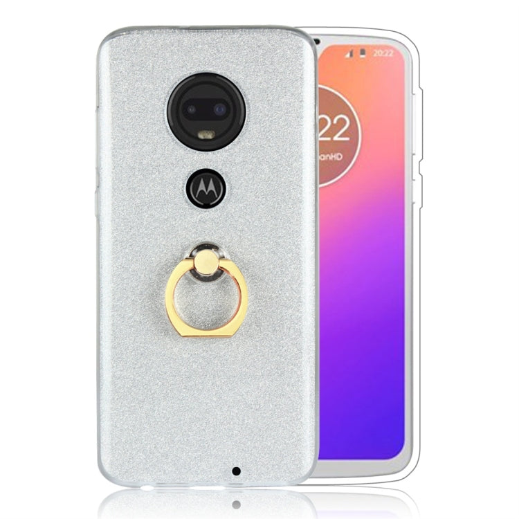 For Motorola Moto G7 Glittery Powder Shockproof TPU Protective Case with Ring Holder