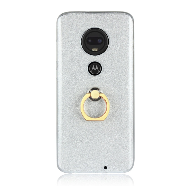 For Motorola Moto G7 Glittery Powder Shockproof TPU Protective Case with Ring Holder