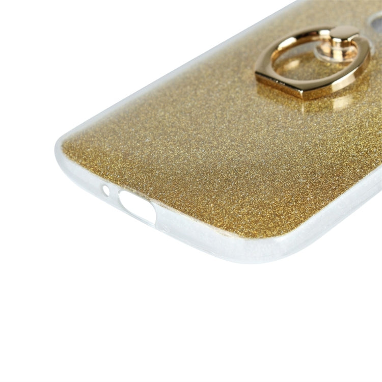 For Motorola Moto G7 Glittery Powder Shockproof TPU Protective Case with Ring Holder