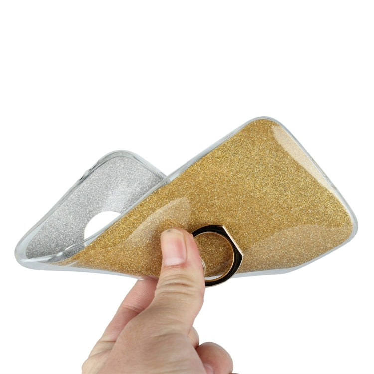 For Motorola Moto G7 Glittery Powder Shockproof TPU Protective Case with Ring Holder