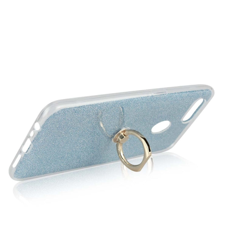 For OPPO A7 Glittery Powder Shockproof TPU Protective Case with Ring Holder
