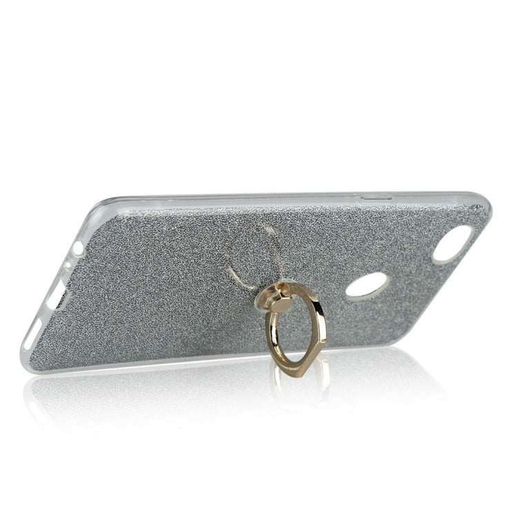 For OPPO F7 Glittery Powder Shockproof TPU Protective Case with Ring Holder