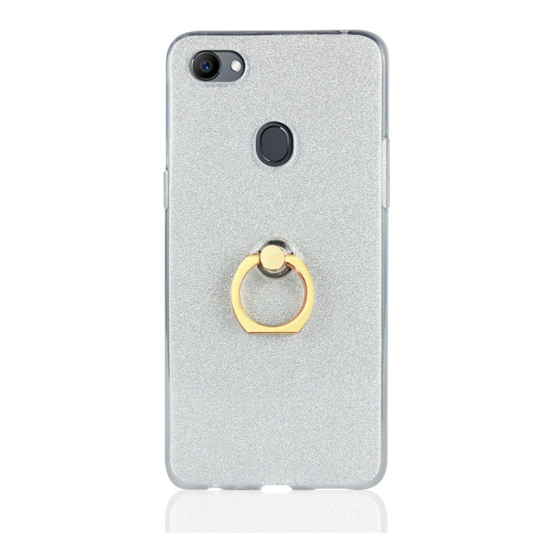 For OPPO F7 Glittery Powder Shockproof TPU Protective Case with Ring Holder