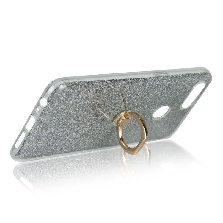 For OPPO F9 Glittery Powder Shockproof TPU Protective Case with Ring Holder