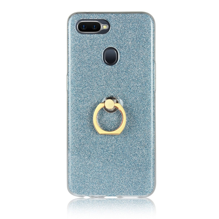For OPPO F9 Glittery Powder Shockproof TPU Protective Case with Ring Holder