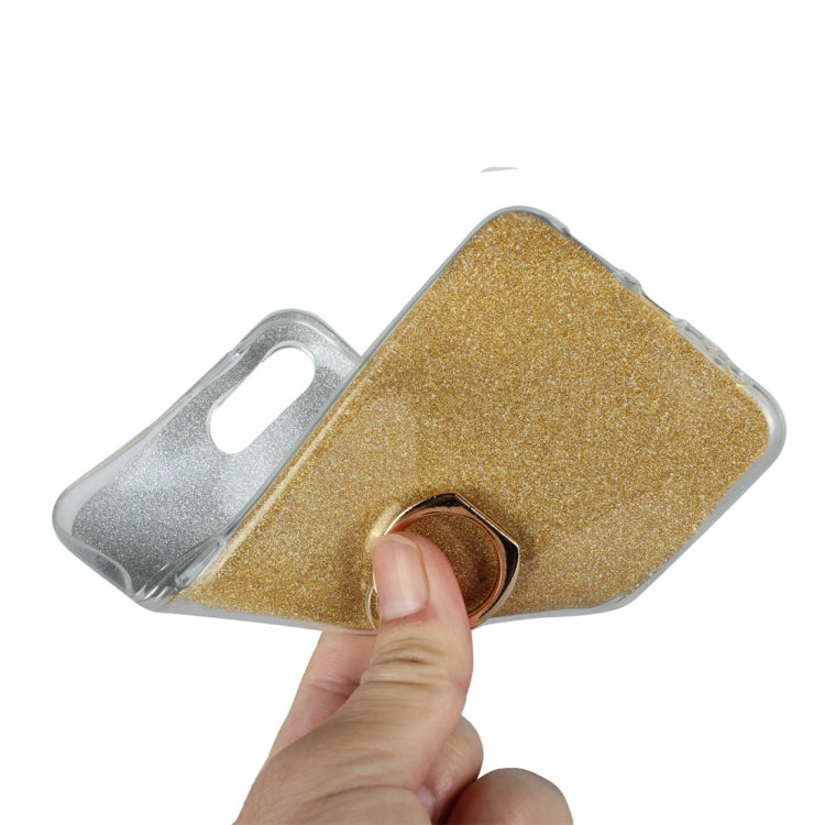 For OPPO F9 Glittery Powder Shockproof TPU Protective Case with Ring Holder