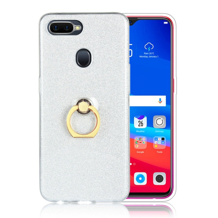 For OPPO F9 Glittery Powder Shockproof TPU Protective Case with Ring Holder