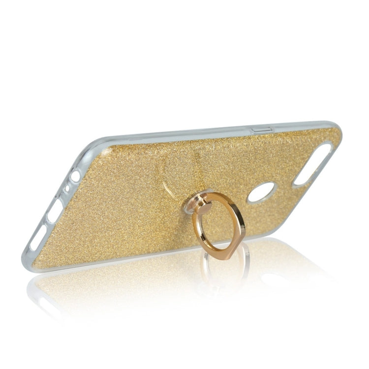 For OPPO F9 Glittery Powder Shockproof TPU Protective Case with Ring Holder