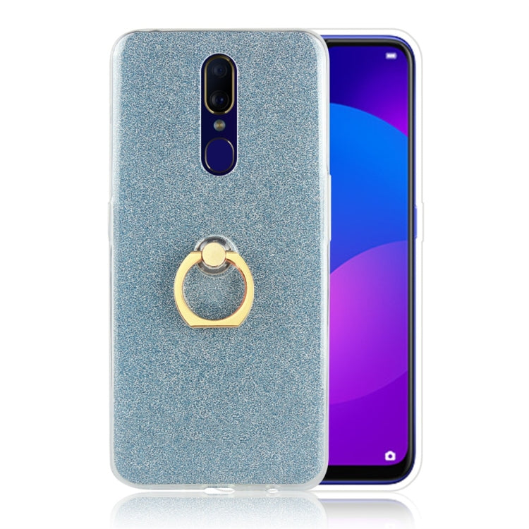 For OPPO F11 Glittery Powder Shockproof TPU Protective Case with Ring Holder