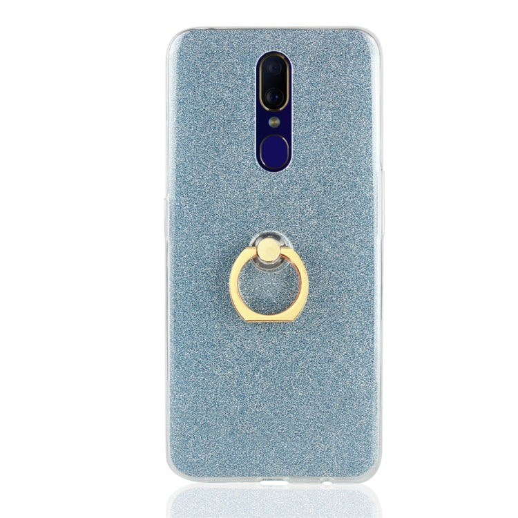 For OPPO F11 Glittery Powder Shockproof TPU Protective Case with Ring Holder