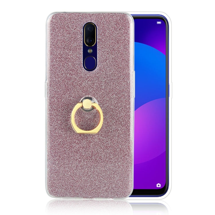 For OPPO F11 Glittery Powder Shockproof TPU Protective Case with Ring Holder