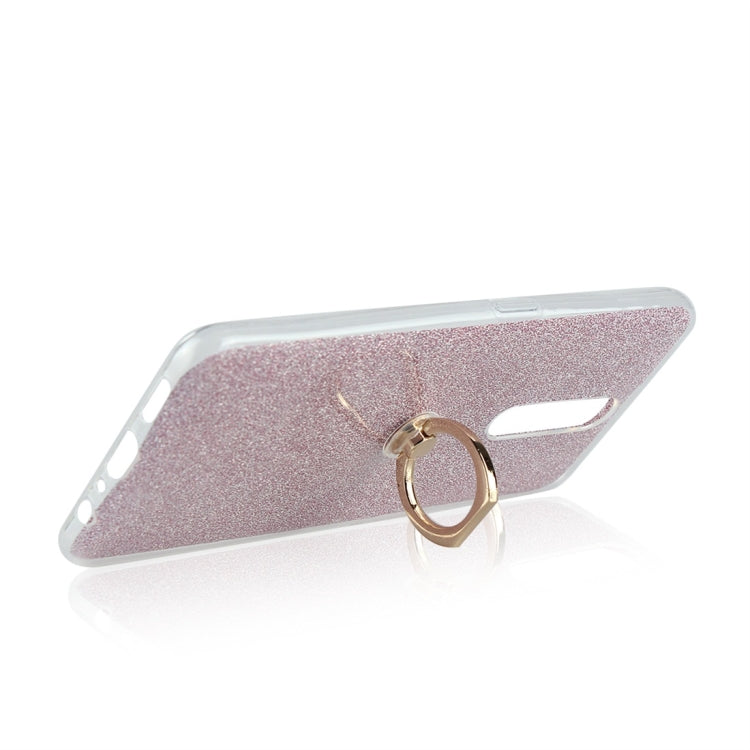 For OPPO F11 Glittery Powder Shockproof TPU Protective Case with Ring Holder