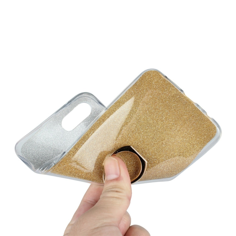 For OPPO K1 Glittery Powder Shockproof TPU Protective Case with Ring Holder