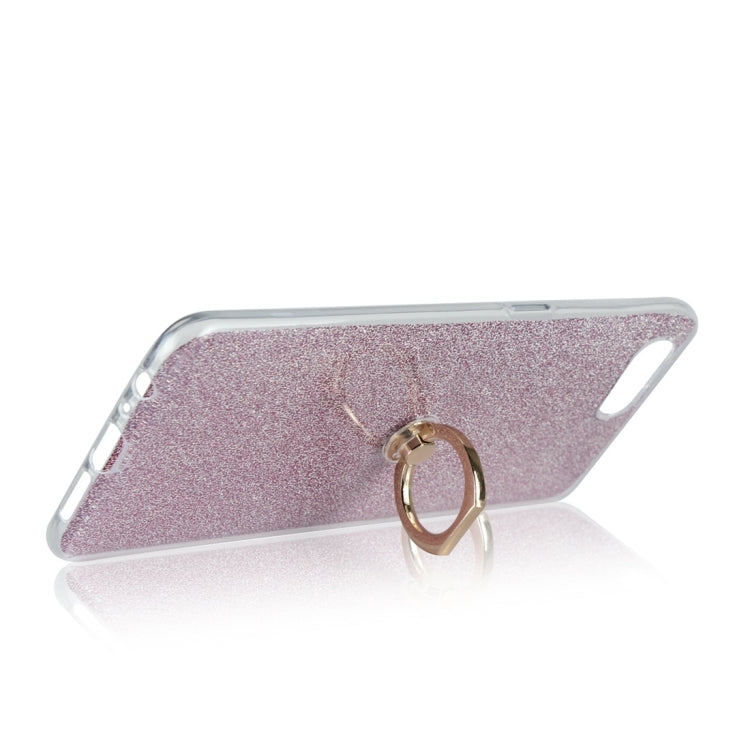 For OPPO K1 Glittery Powder Shockproof TPU Protective Case with Ring Holder
