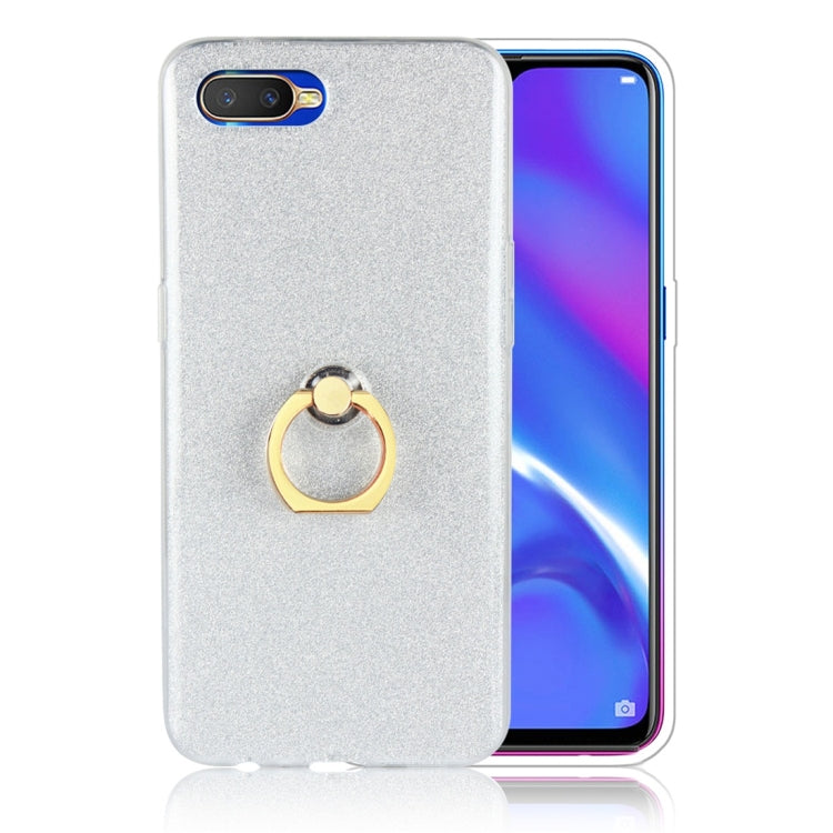 For OPPO K1 Glittery Powder Shockproof TPU Protective Case with Ring Holder