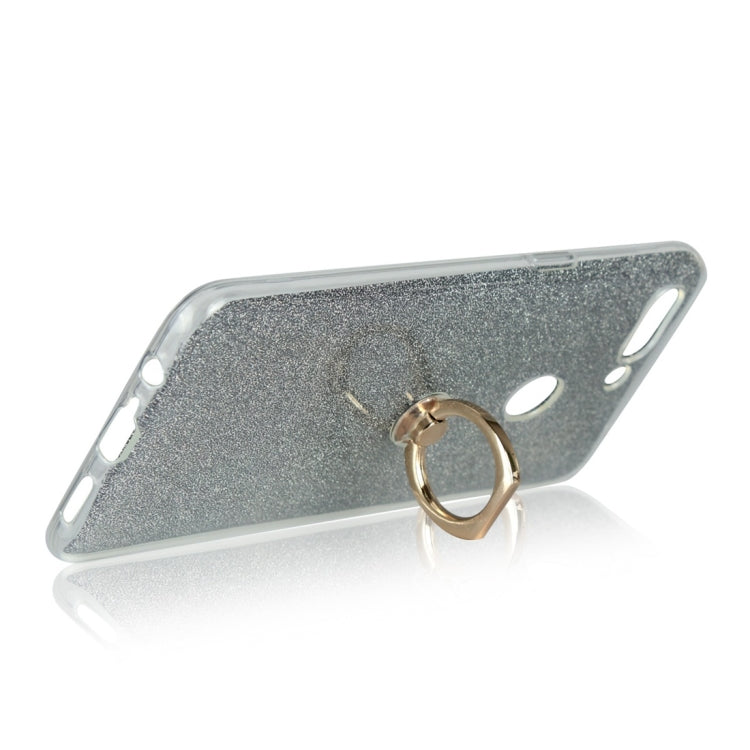 For OPPO R15 Pro Glittery Powder Shockproof TPU Protective Case with Ring Holder