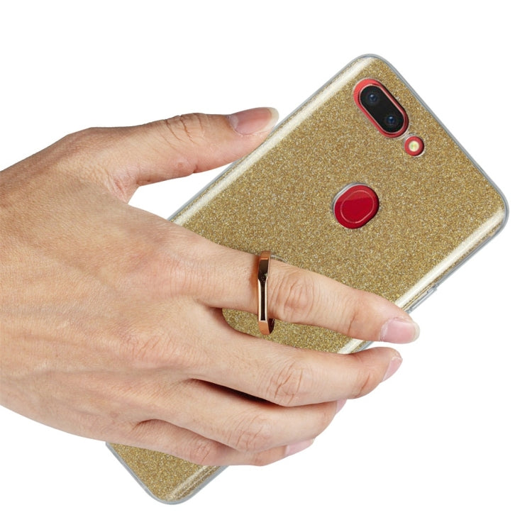 For OPPO R15 Pro Glittery Powder Shockproof TPU Protective Case with Ring Holder