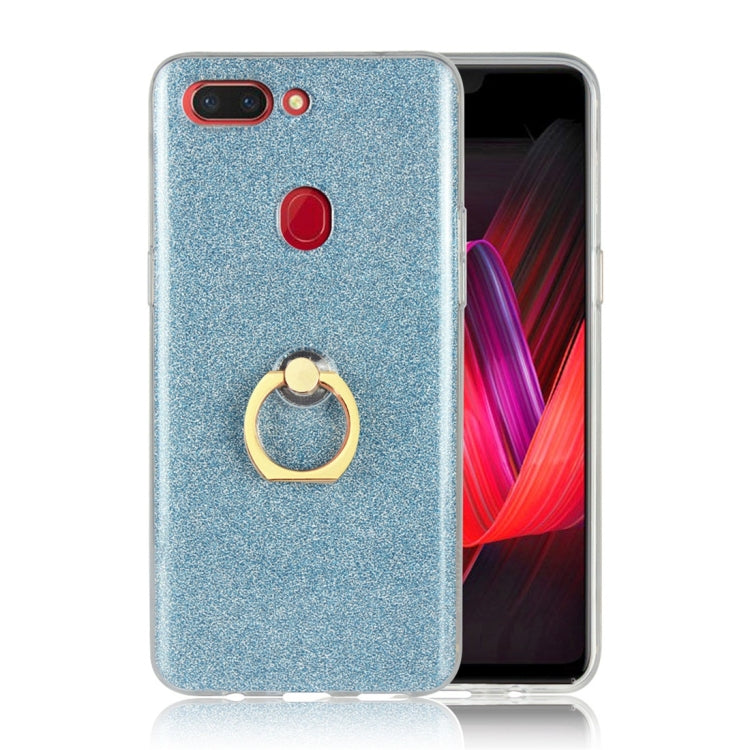 For OPPO R15 Pro Glittery Powder Shockproof TPU Protective Case with Ring Holder