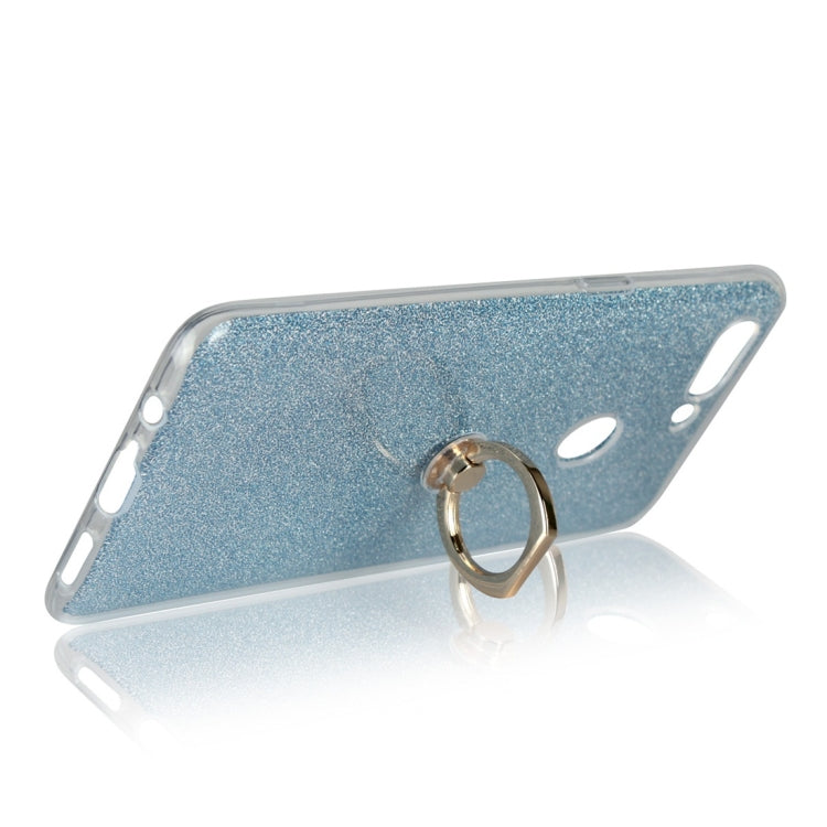 For OPPO R15 Pro Glittery Powder Shockproof TPU Protective Case with Ring Holder