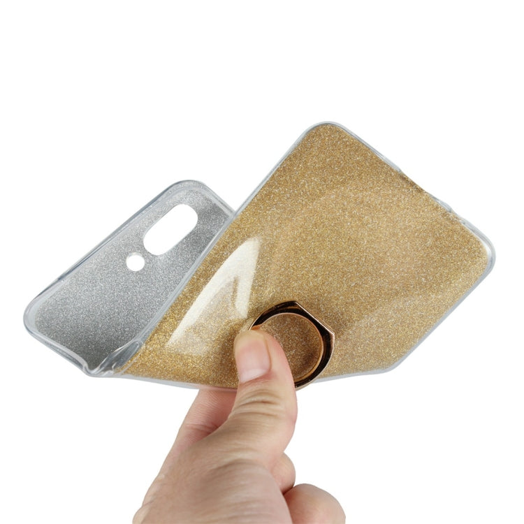 For OPPO R15 Pro Glittery Powder Shockproof TPU Protective Case with Ring Holder