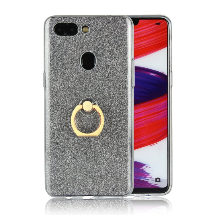For OPPO R15 Glittery Powder Shockproof TPU Protective Case with Ring Holder