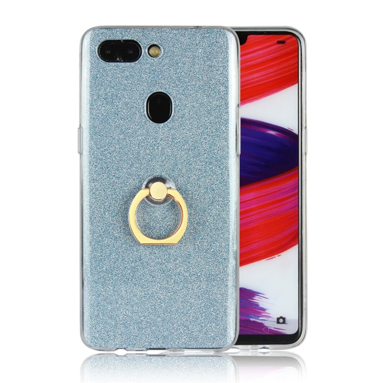 For OPPO R15 Glittery Powder Shockproof TPU Protective Case with Ring Holder