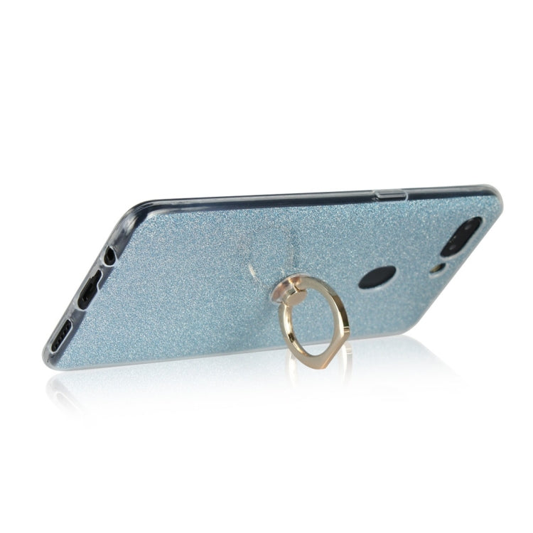 For OPPO R15 Glittery Powder Shockproof TPU Protective Case with Ring Holder