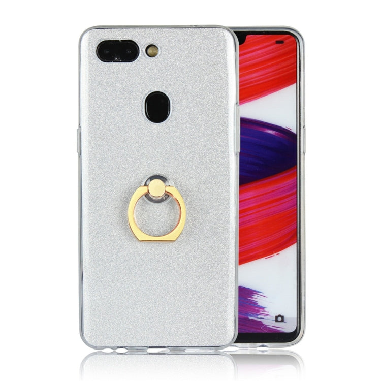 For OPPO R15 Glittery Powder Shockproof TPU Protective Case with Ring Holder