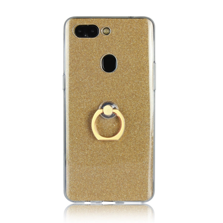 For OPPO R15 Glittery Powder Shockproof TPU Protective Case with Ring Holder
