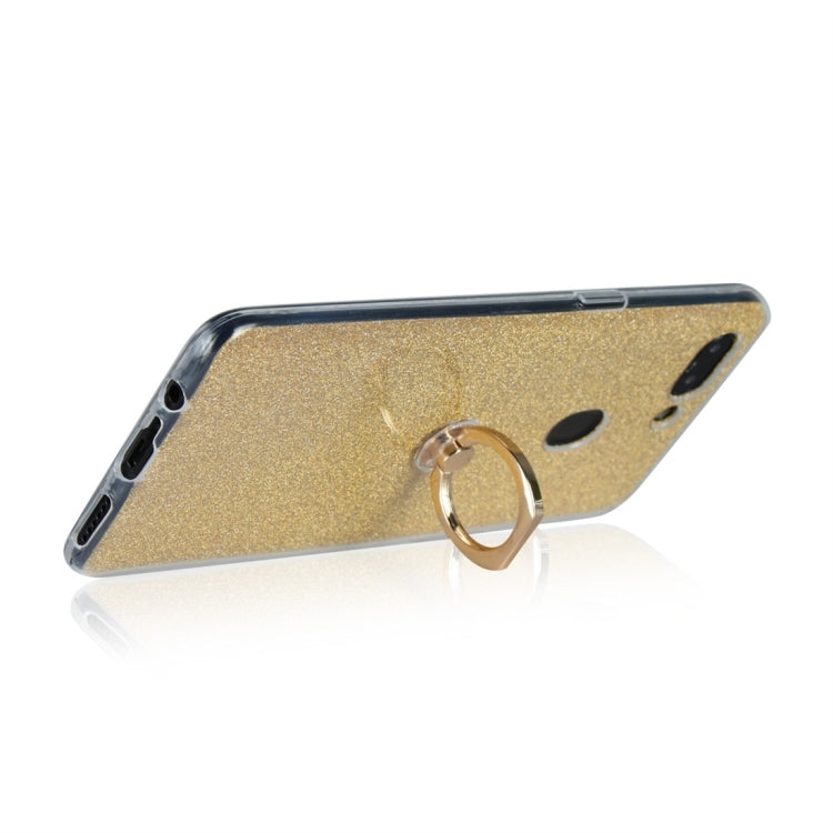 For OPPO R15 Glittery Powder Shockproof TPU Protective Case with Ring Holder