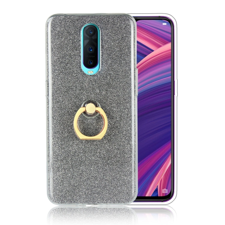 For OPPO R17 Pro Glittery Powder Shockproof TPU Protective Case with Ring Holder