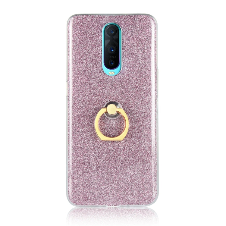For OPPO R17 Pro Glittery Powder Shockproof TPU Protective Case with Ring Holder