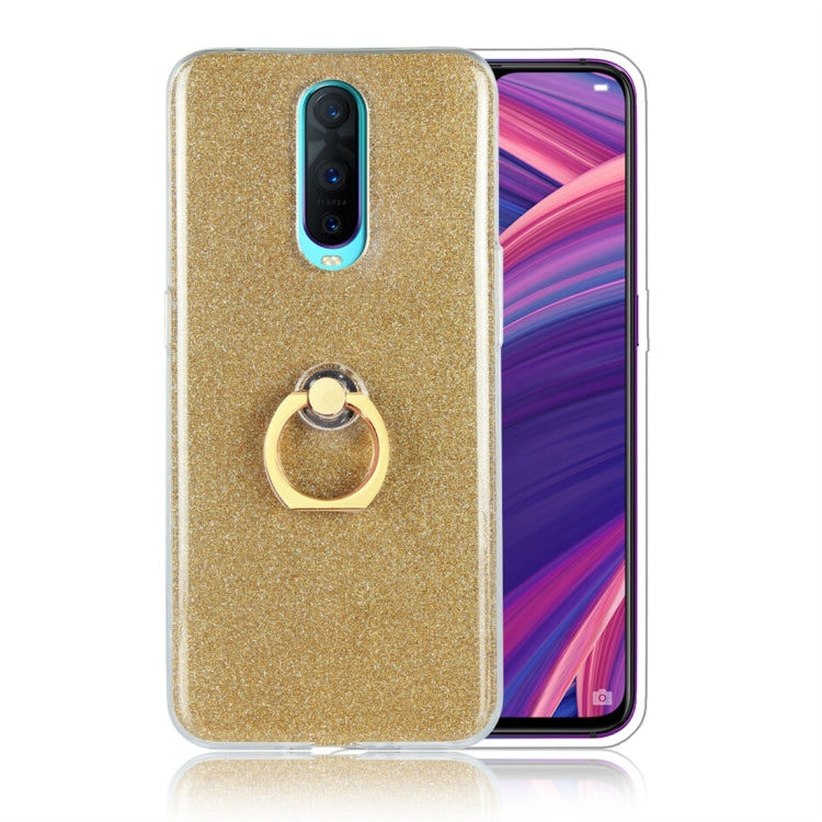For OPPO R17 Pro Glittery Powder Shockproof TPU Protective Case with Ring Holder