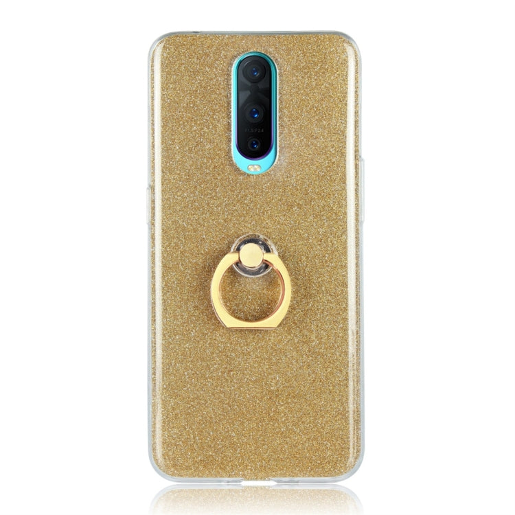 For OPPO R17 Pro Glittery Powder Shockproof TPU Protective Case with Ring Holder
