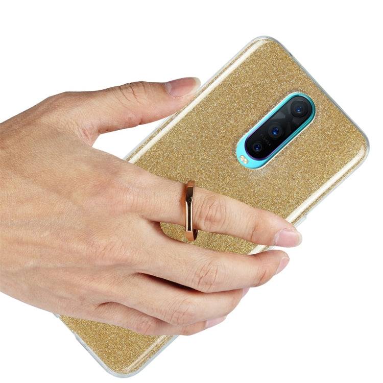 For OPPO R17 Pro Glittery Powder Shockproof TPU Protective Case with Ring Holder